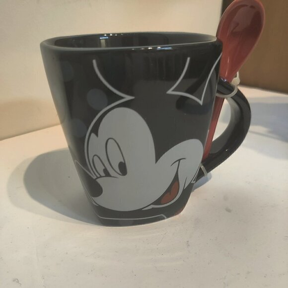 Jerry Leigh, Disney Other - Mickey Mouse Coffee Mug NWOT Black, Red ,Polka Dots, Red Spoon, by Jerry Leigh